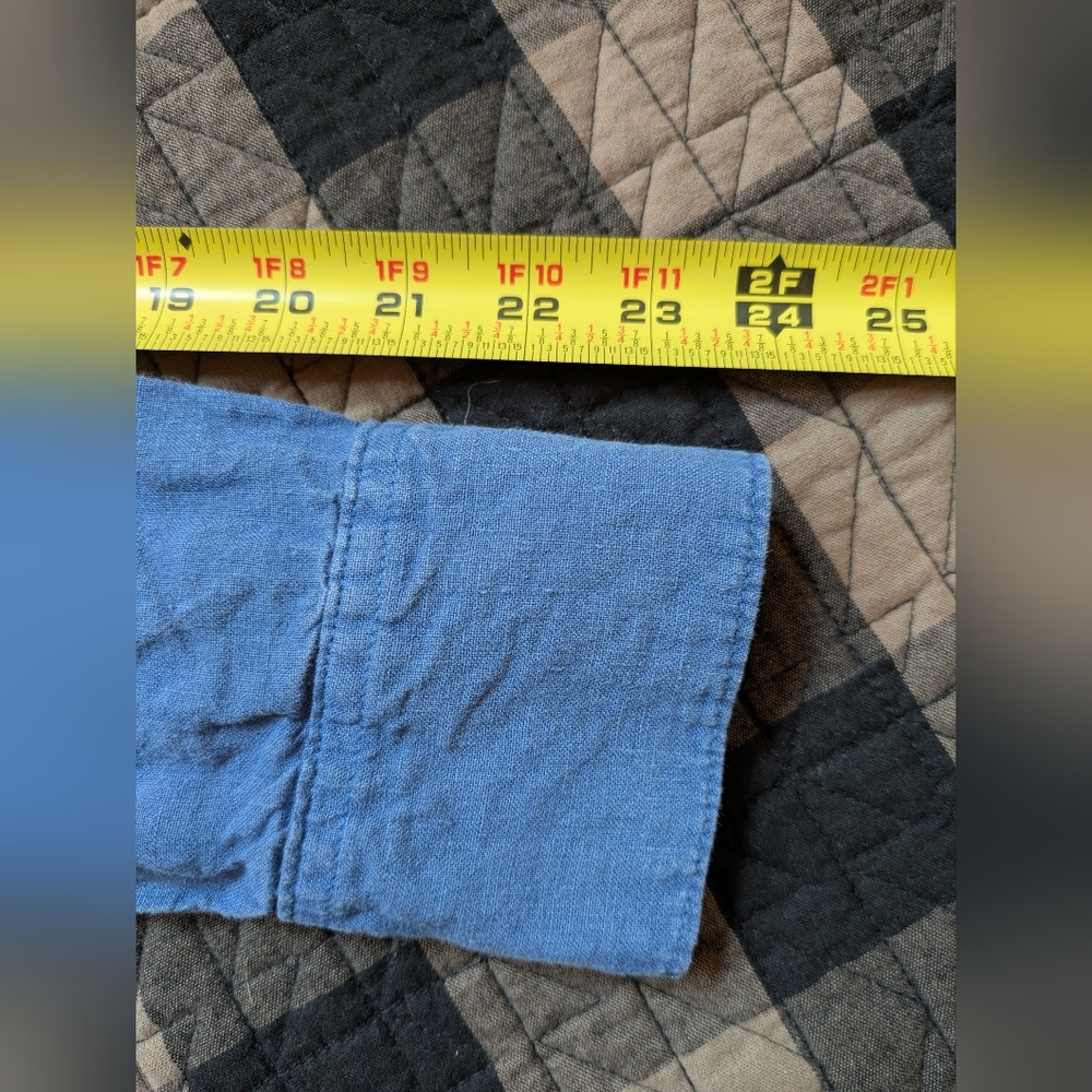 Linen Blue Button Down, S - Picture 4 of 14